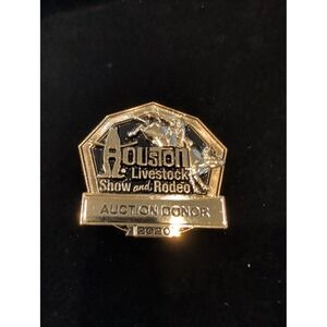 Houston Livestock Show and Rodeo 2020 Auction Donor Lapel Pin Gold Black 75173